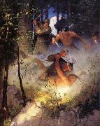 NC Wyeth The Fight in the Forest china oil painting reproduction